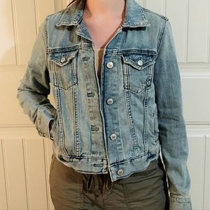 GAP Denim Jacket - Women's Size Small (S) - Distressed, Light Wash, 100% Cotton